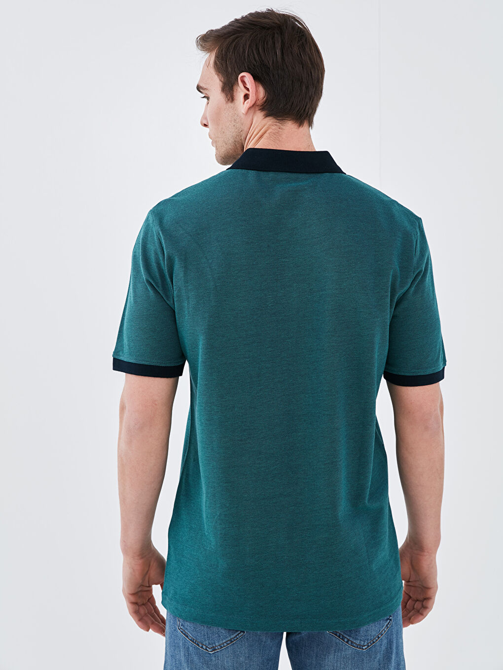 تيشيرت قطن بياقة بولو كم قصير للرجال-4