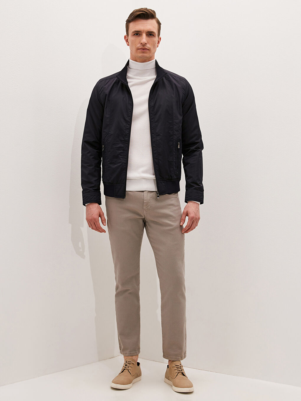 Lacivert Slim Fit Dik Yaka İnce Erkek Mont-2