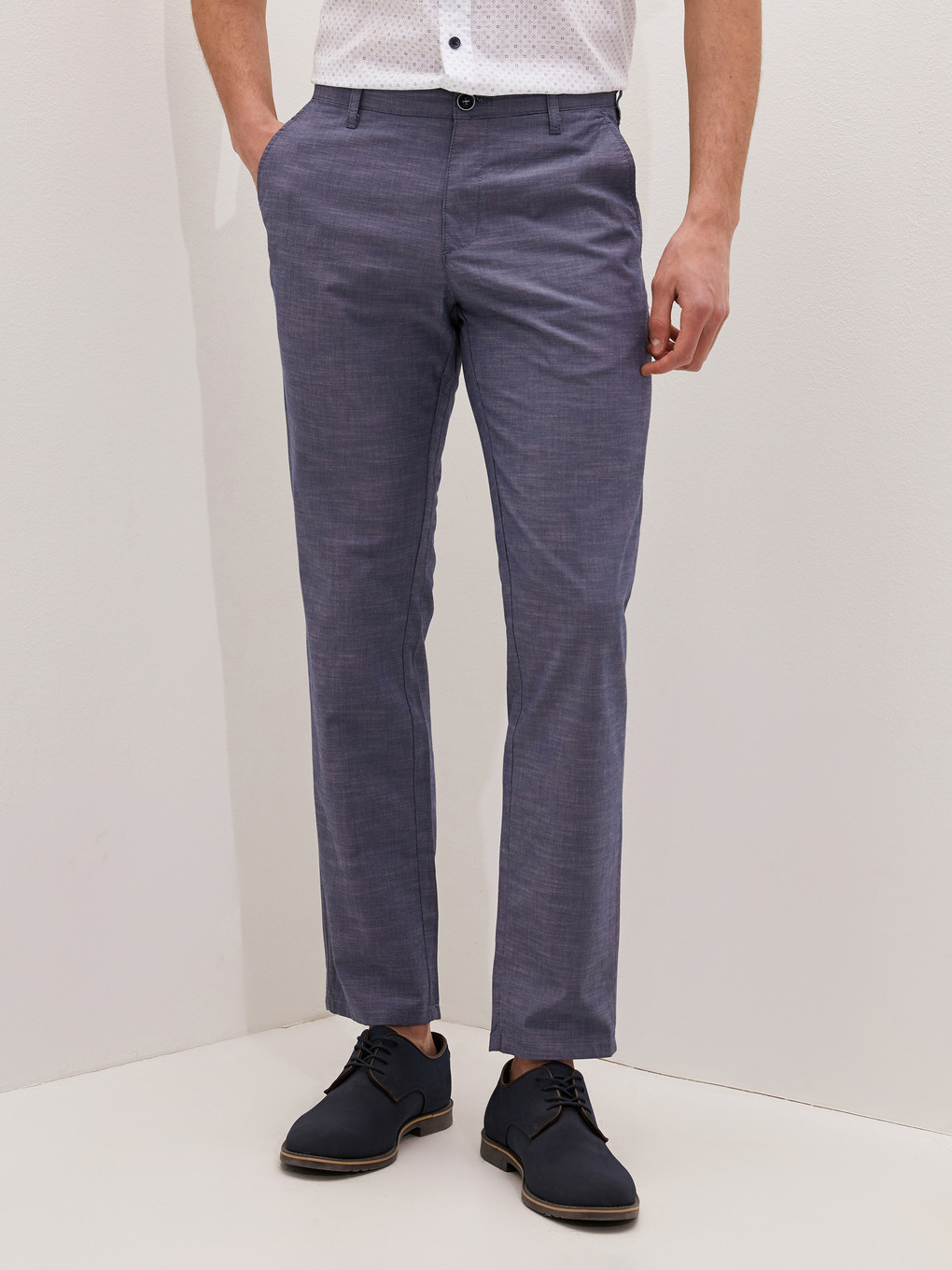 İndigo Regular Fit Dokulu Erkek Pantolon-2