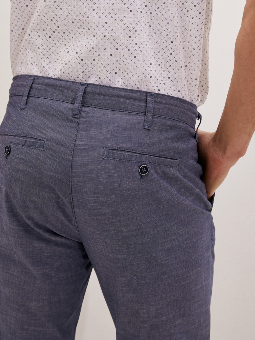İndigo Regular Fit Dokulu Erkek Pantolon-4