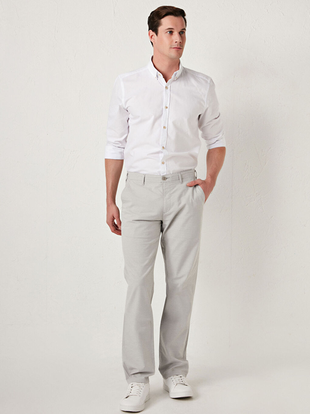 بنطلون رجالي بقصة عادية وملمس-1