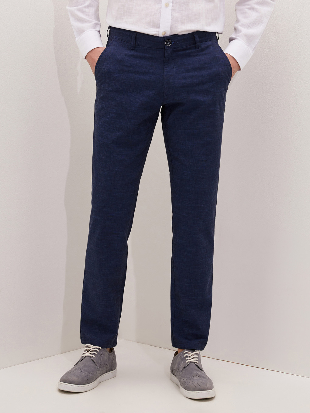 Mavi Regular Fit Dokulu Erkek Pantolon-3
