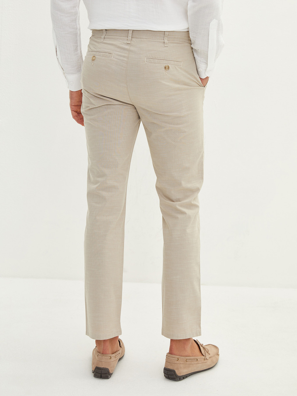 Bej Regular Fit Dokulu Erkek Pantolon-3