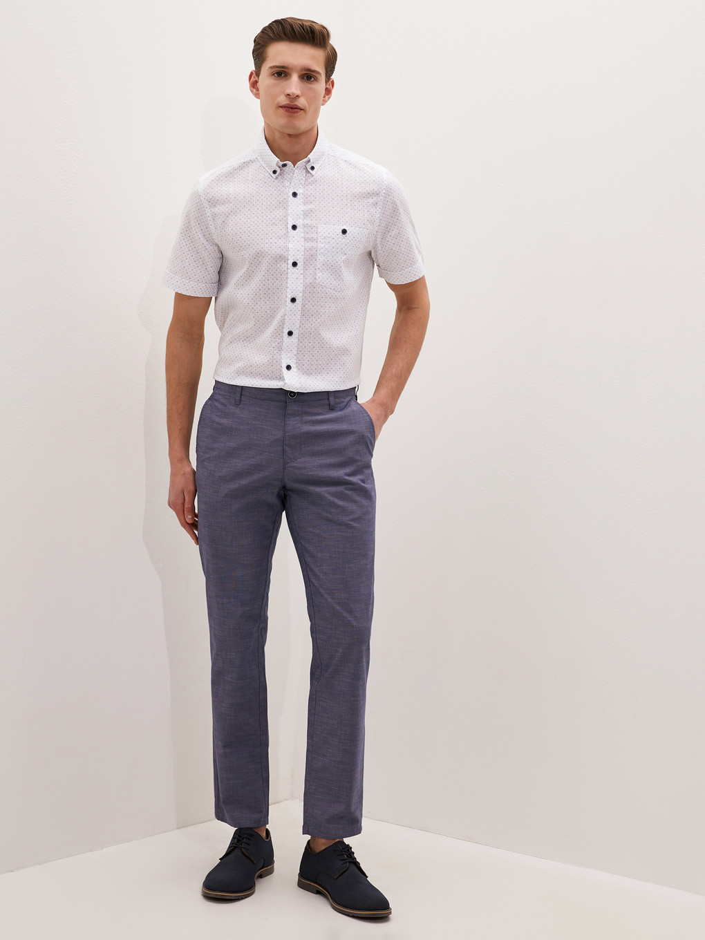 İndigo Regular Fit Dokulu Erkek Pantolon-5