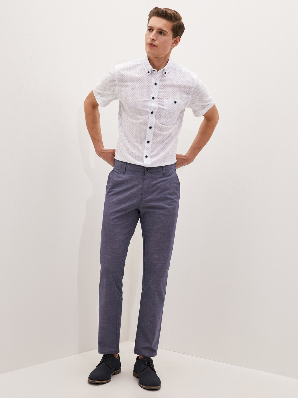 İndigo Regular Fit Dokulu Erkek Pantolon