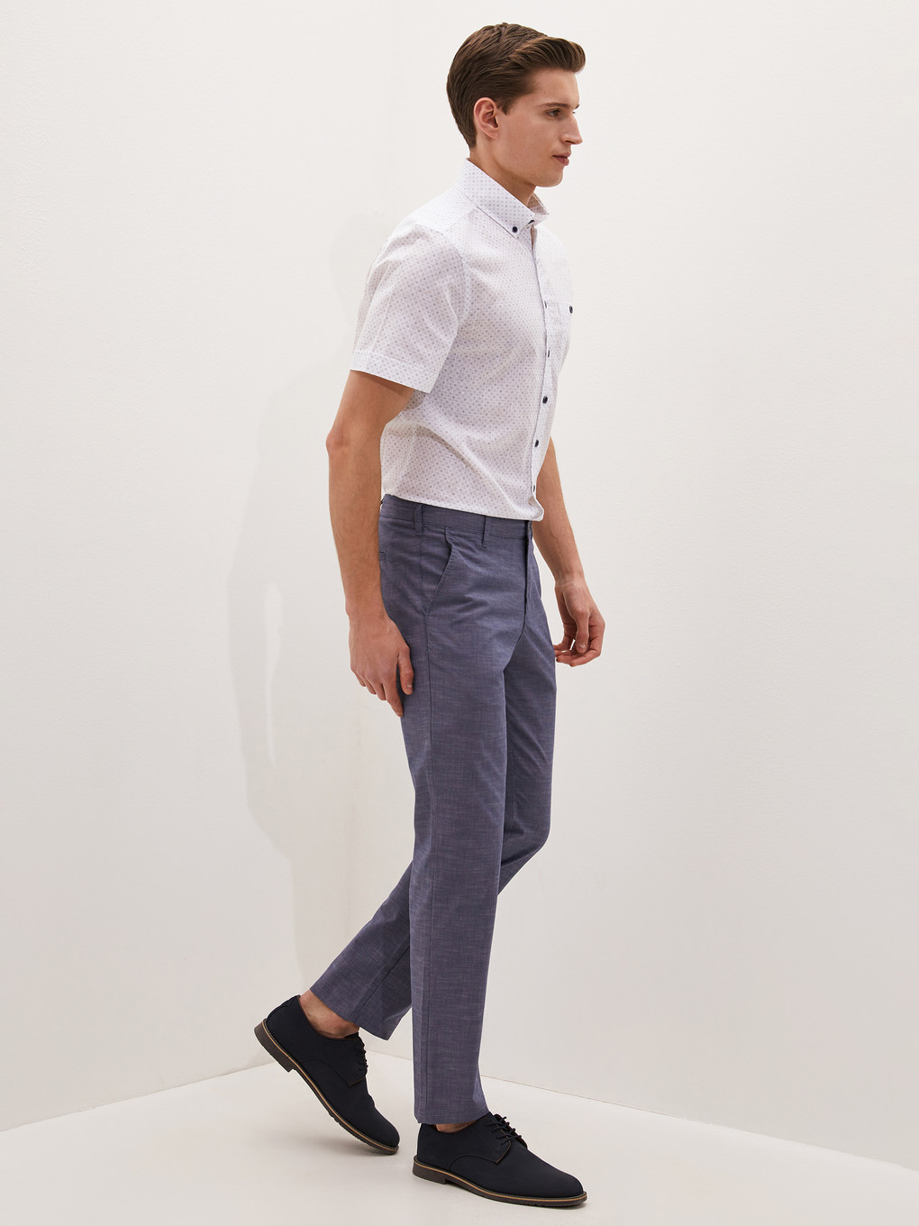 İndigo Regular Fit Dokulu Erkek Pantolon-1