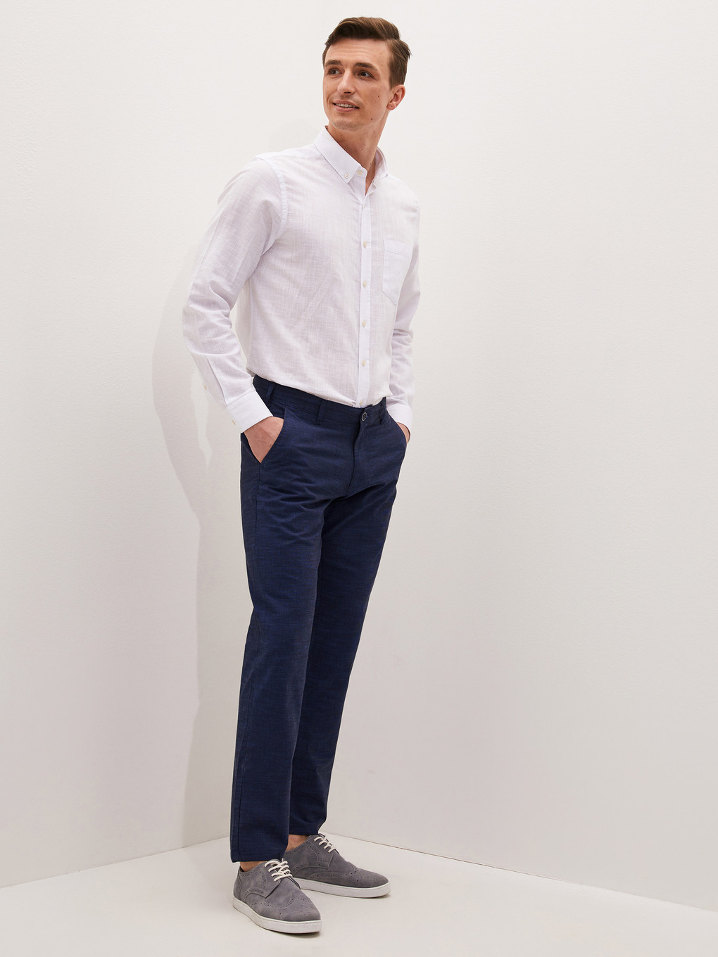 Mavi Regular Fit Dokulu Erkek Pantolon