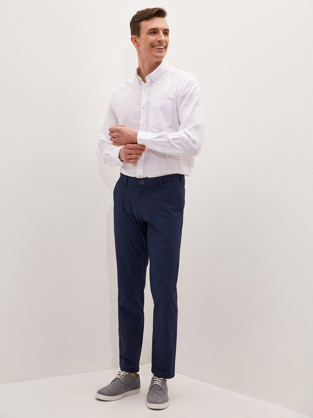 Mavi Regular Fit Dokulu Erkek Pantolon-1