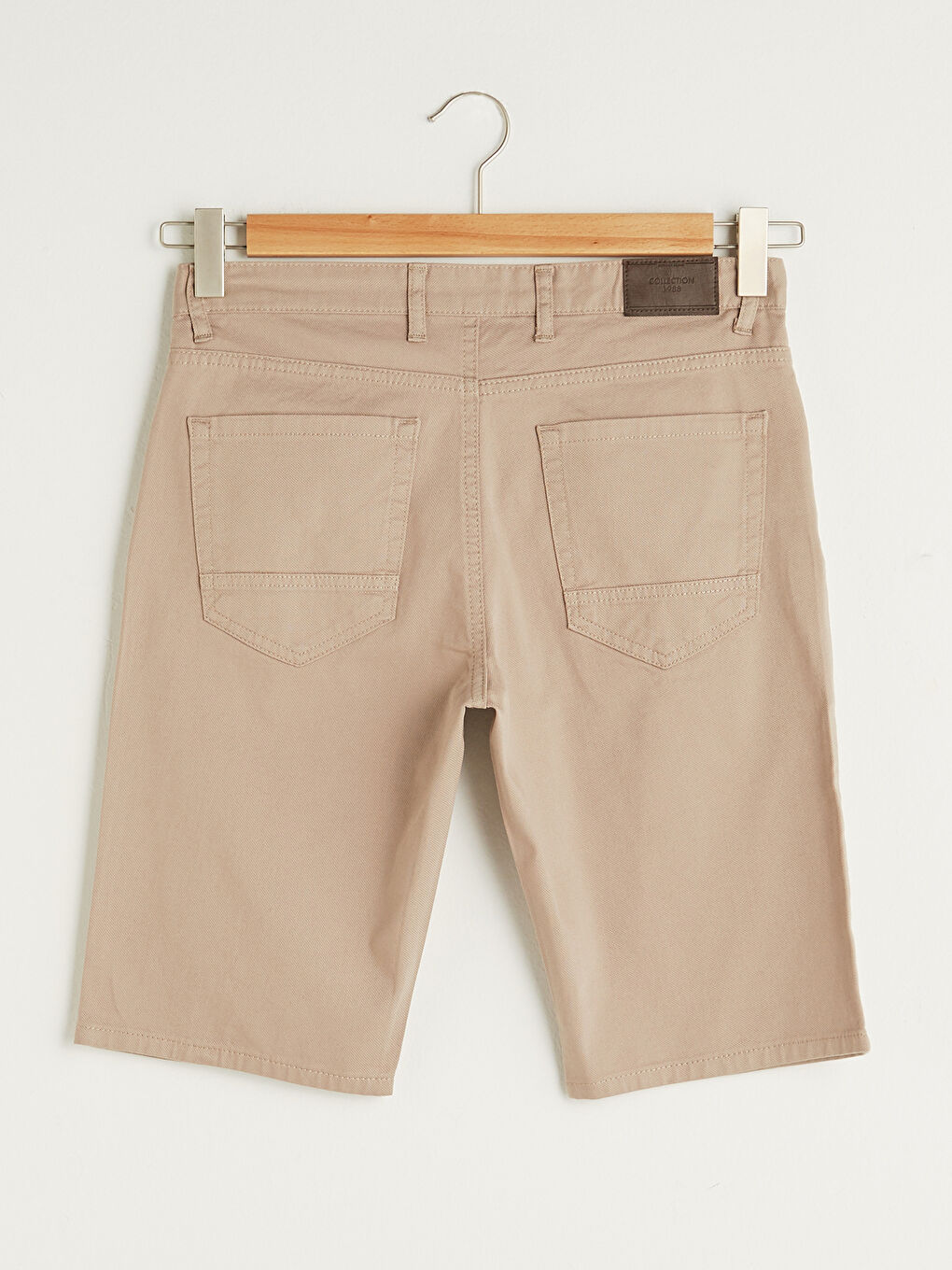 Bej Standart Kalıp Armürlü Erkek Şort-11