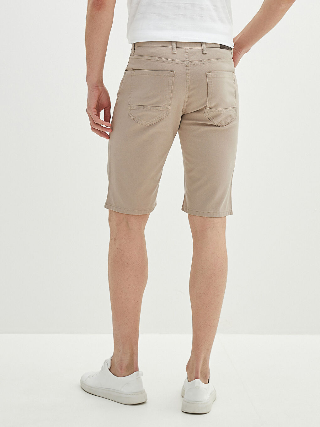 Bej Standart Kalıp Armürlü Erkek Şort-9