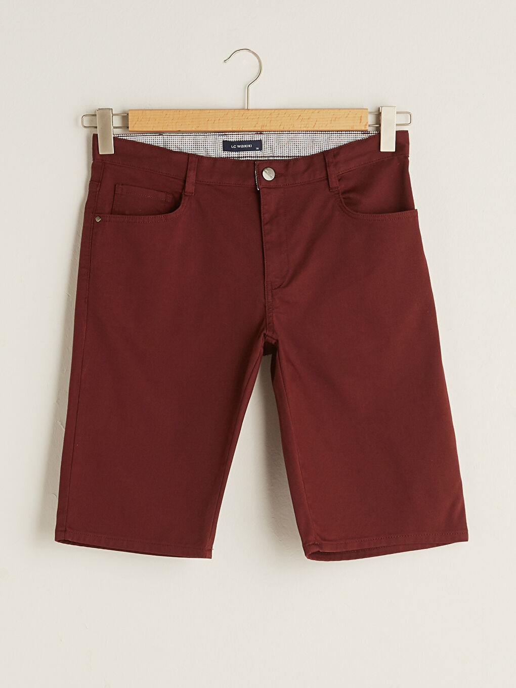 Bordo Standart Kalıp Armürlü Erkek Şort-4