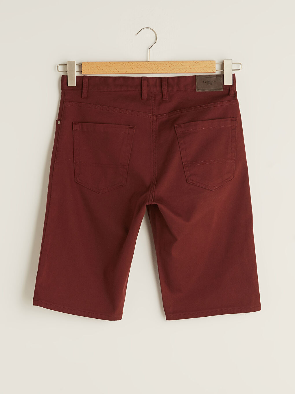 Bordo Standart Kalıp Armürlü Erkek Şort-5