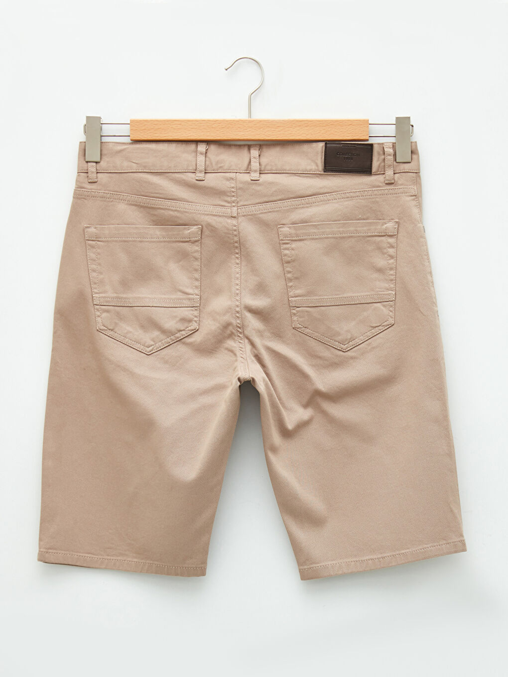 Bej Standart Kalıp Armürlü Erkek Şort-13