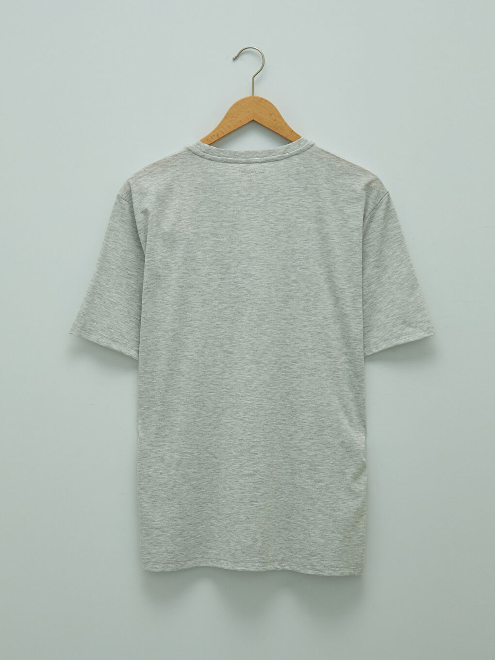 Bej Bisiklet Yaka Kısa Kollu Baskılı Penye Erkek Tişört-6