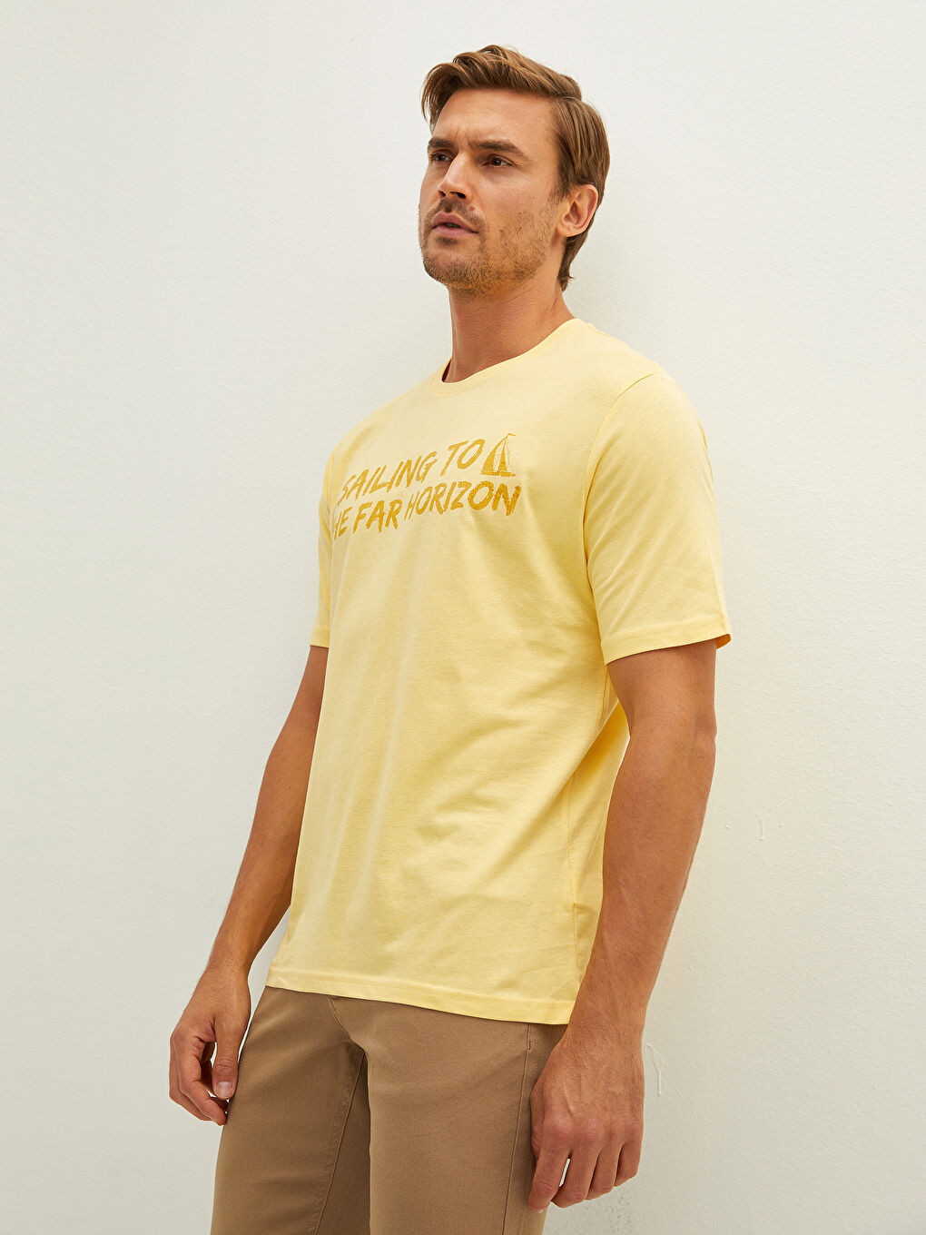 تي شيرت رجال كم قصير كول مدور مطبوع قطن ممشط-1