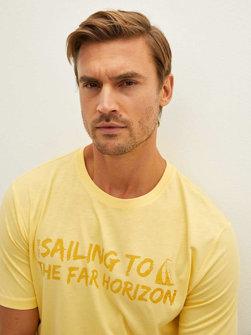 تي شيرت رجال كم قصير كول مدور مطبوع قطن ممشط-2