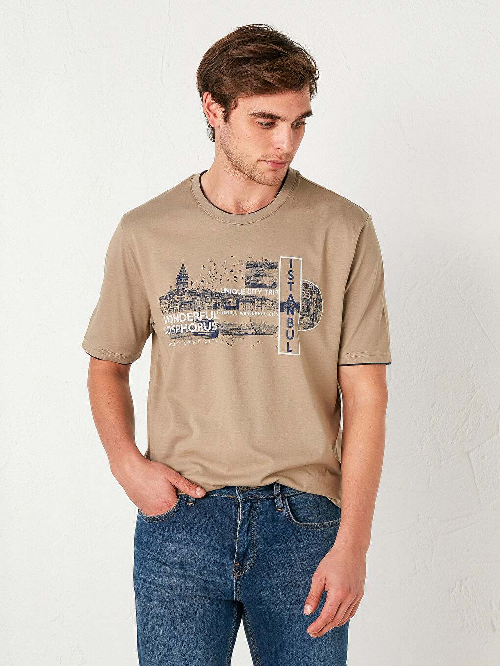 Comfortable Fit Crew Neck Printed T-Shirt