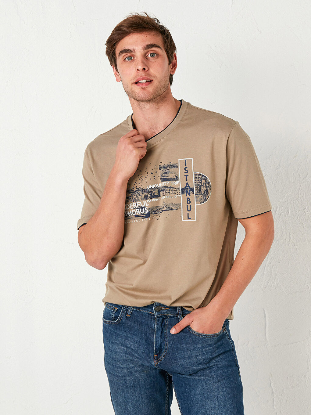 Comfortable Fit Crew Neck Printed T-Shirt-1