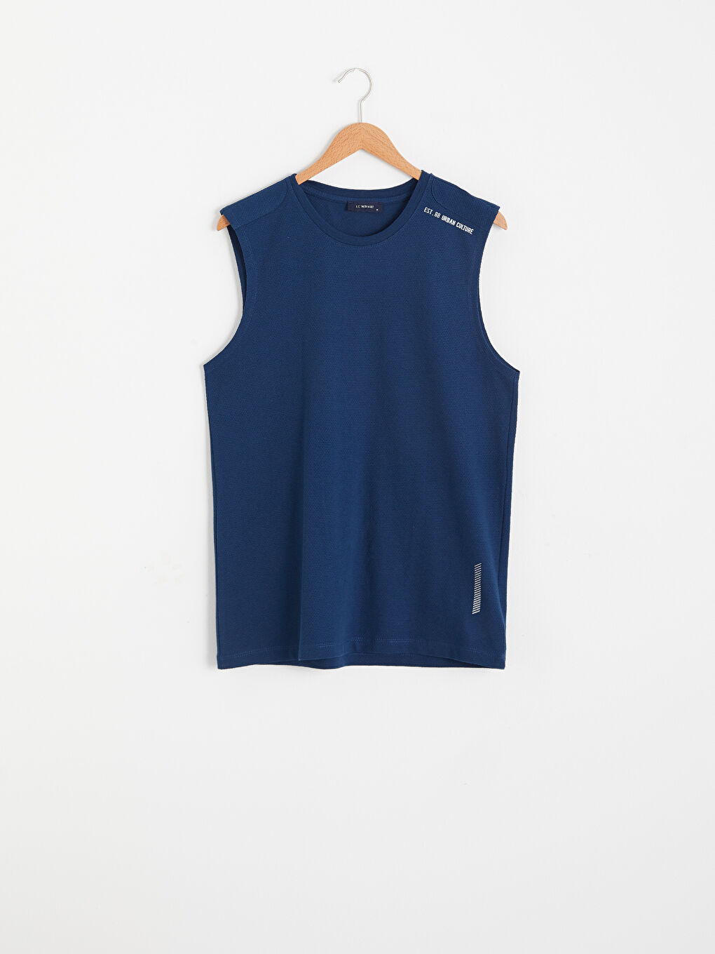 Lacivert Bisiklet Yaka Basic Erkek Kolsuz Tişört-5