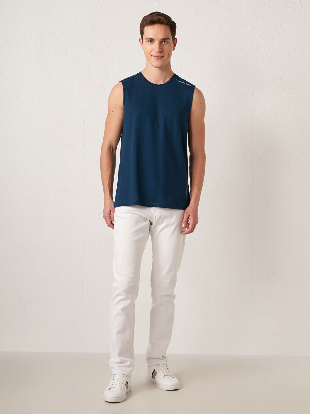 Lacivert Bisiklet Yaka Basic Erkek Kolsuz Tişört-4