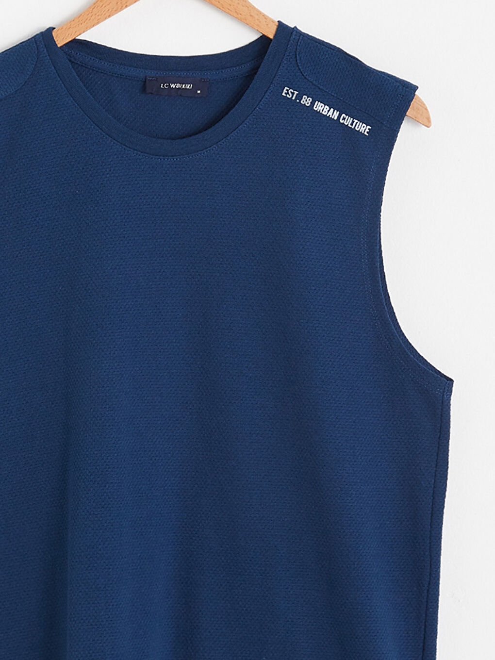 Lacivert Bisiklet Yaka Basic Erkek Kolsuz Tişört-7