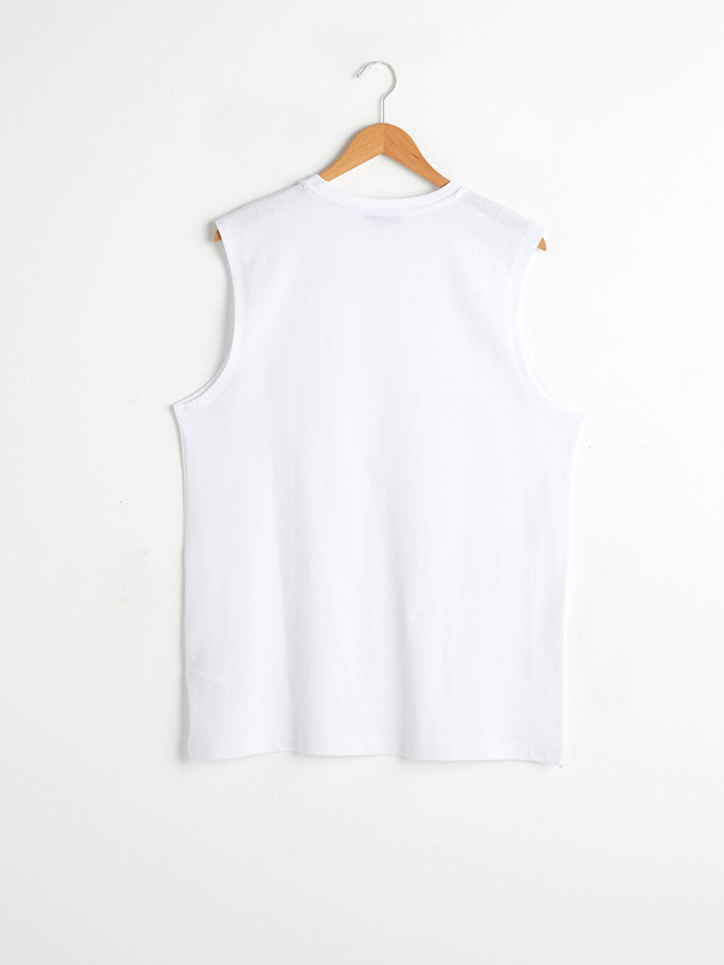 Beyaz Bisiklet Yaka Basic Erkek Kolsuz Tişört-5