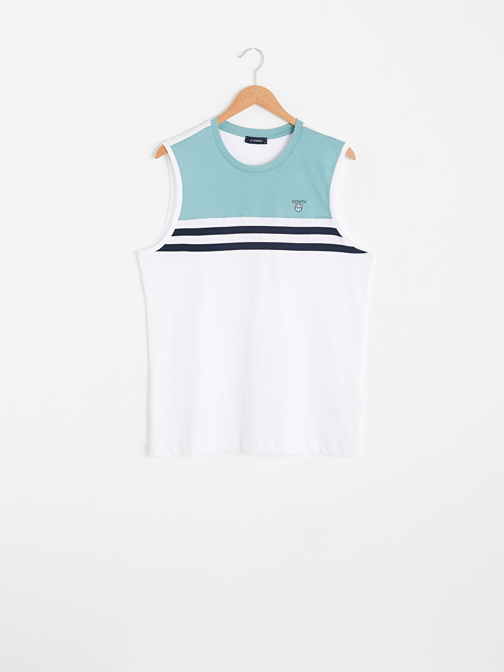 Yeşil Standart Kalıp Bisiklet Yaka Pamuklu Erkek Kolsuz Tişört-5