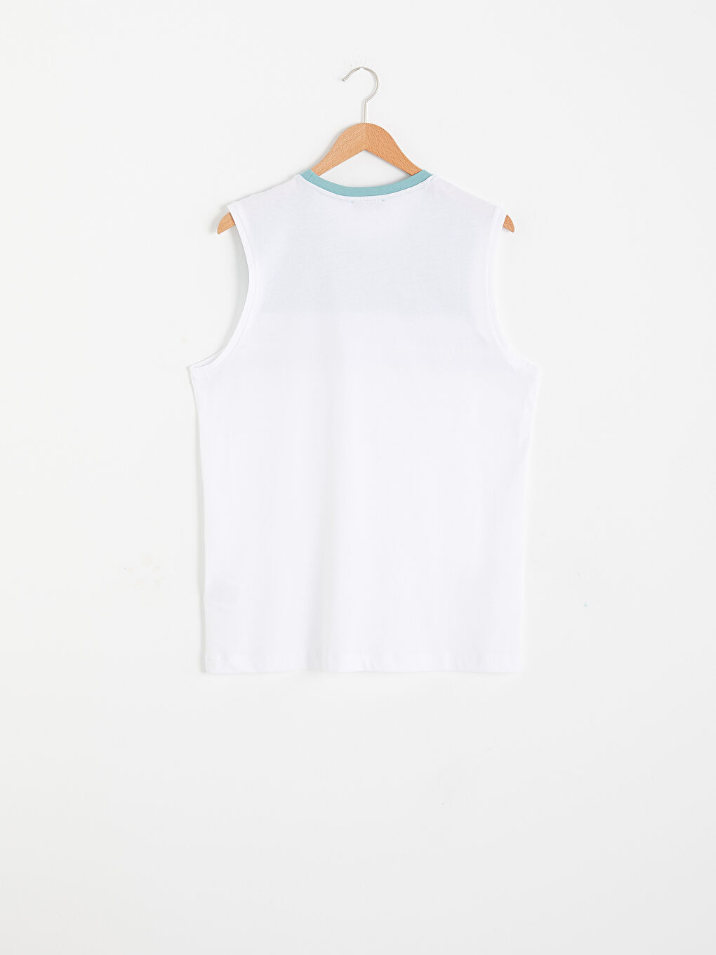 Yeşil Standart Kalıp Bisiklet Yaka Pamuklu Erkek Kolsuz Tişört-6