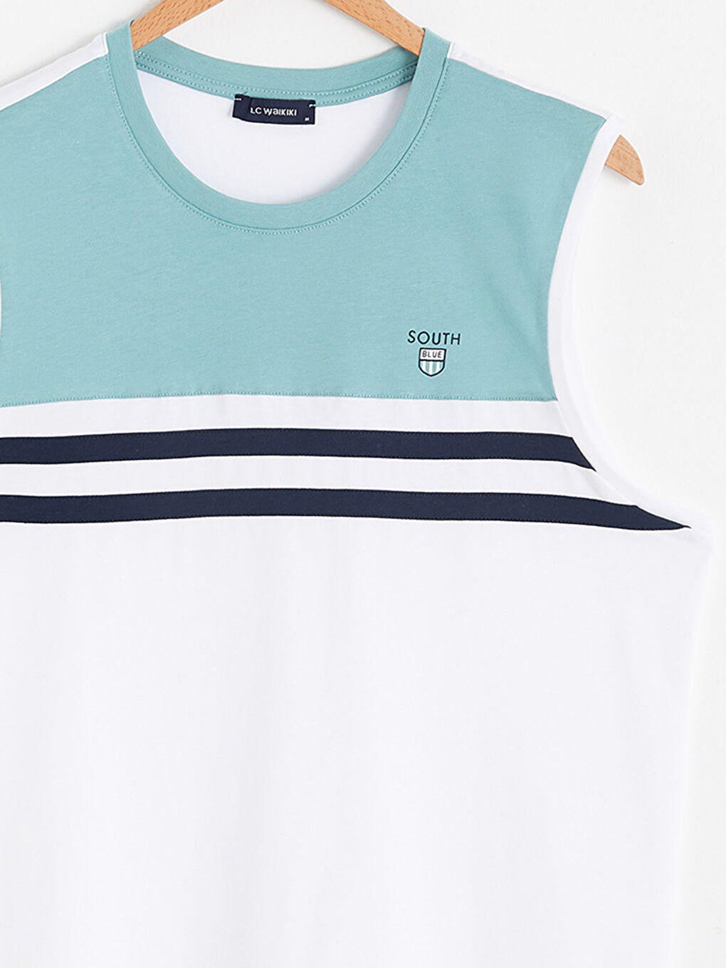 Yeşil Standart Kalıp Bisiklet Yaka Pamuklu Erkek Kolsuz Tişört-7