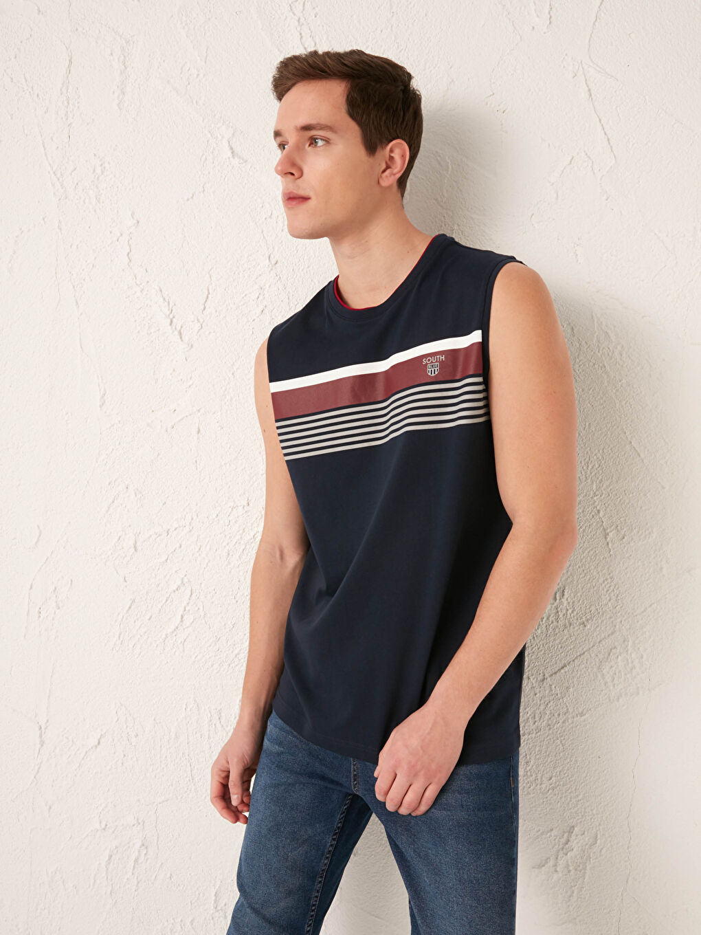 Crew Neck Printed Men's Sleeveless T-Shirt