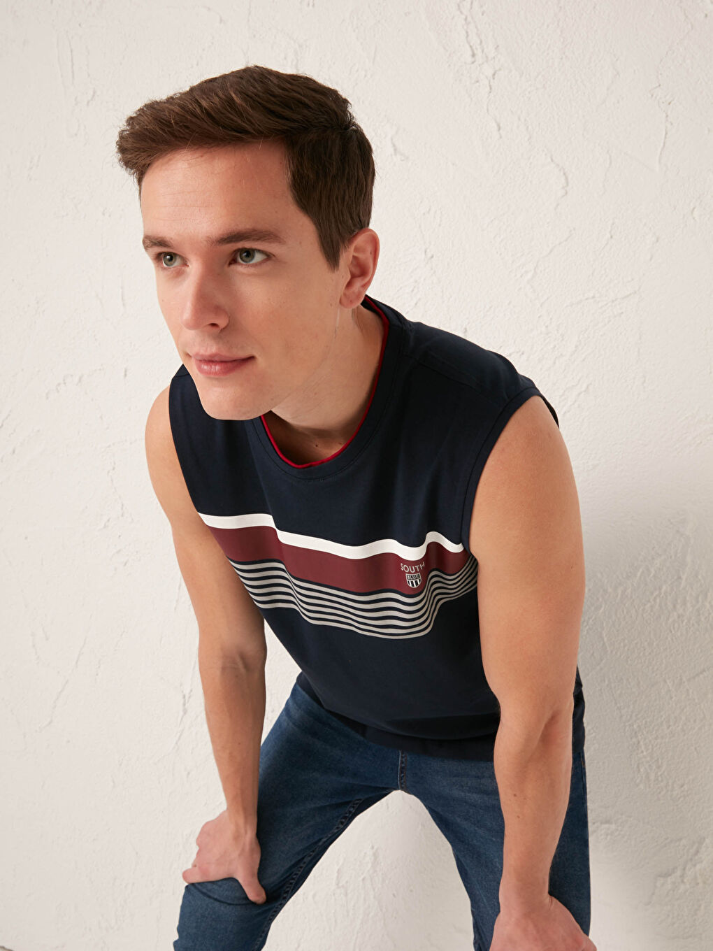 Crew Neck Printed Men's Sleeveless T-Shirt-1