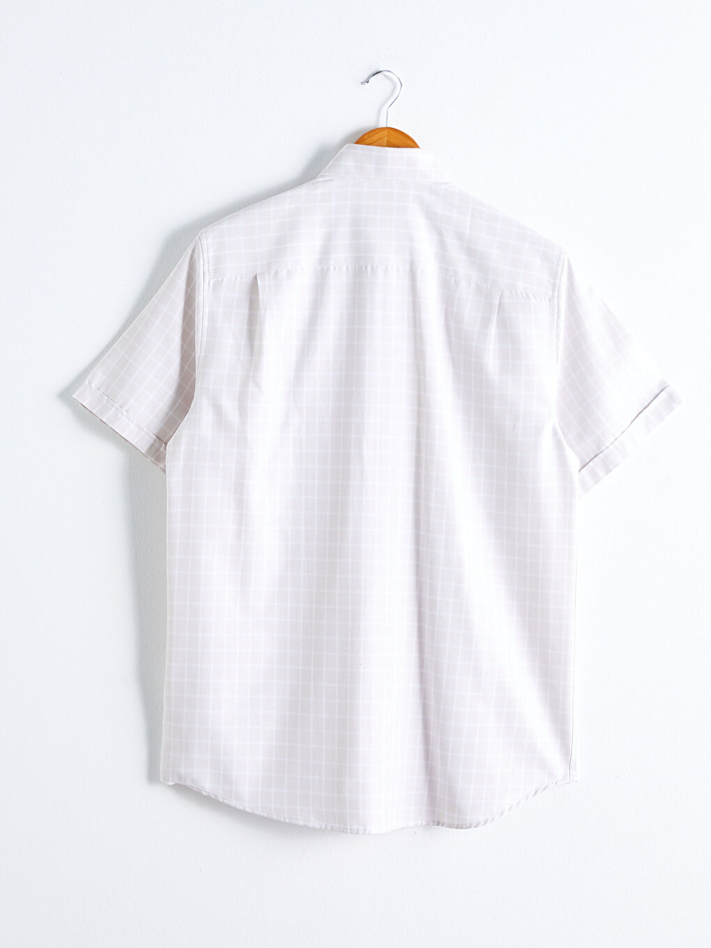 Bej Regular Fit Kısa Kollu Poplin Gömlek-6