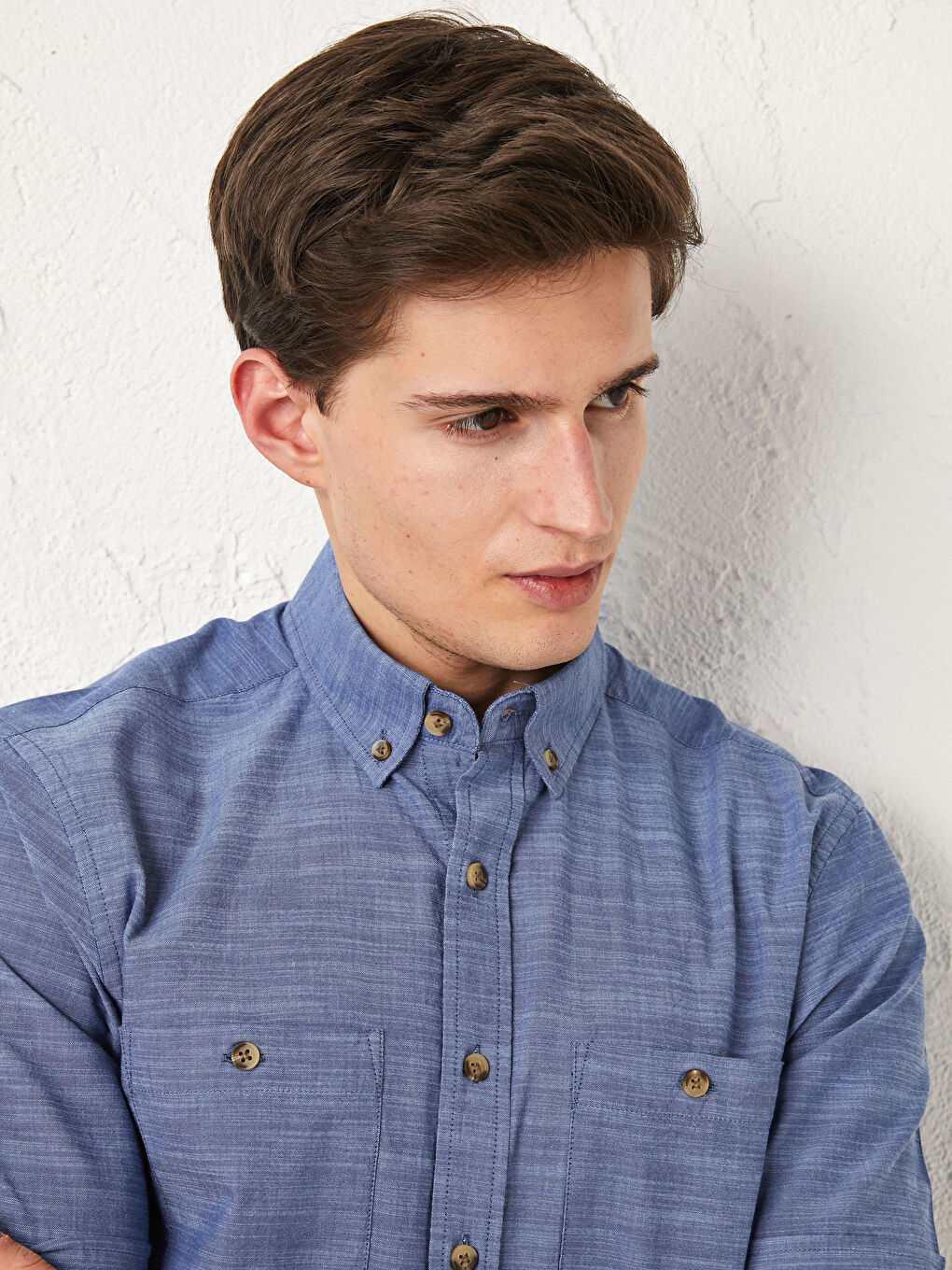 Lacivert Regular Fit Kısa Kollu Poplin Erkek Gömlek-2