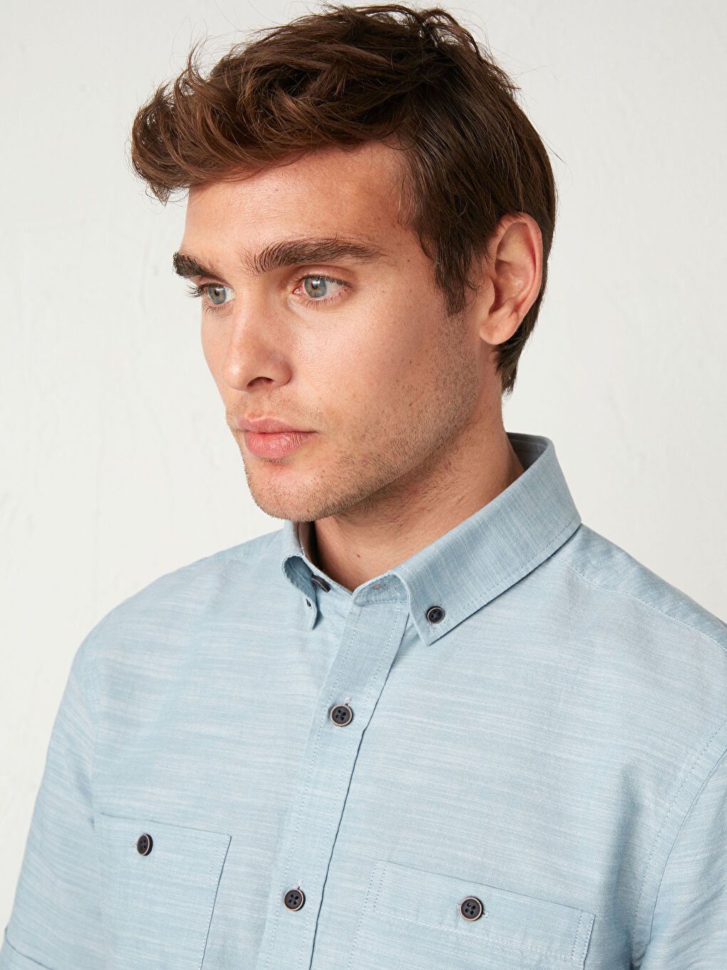 Mavi Regular Fit Kısa Kollu Poplin Gömlek