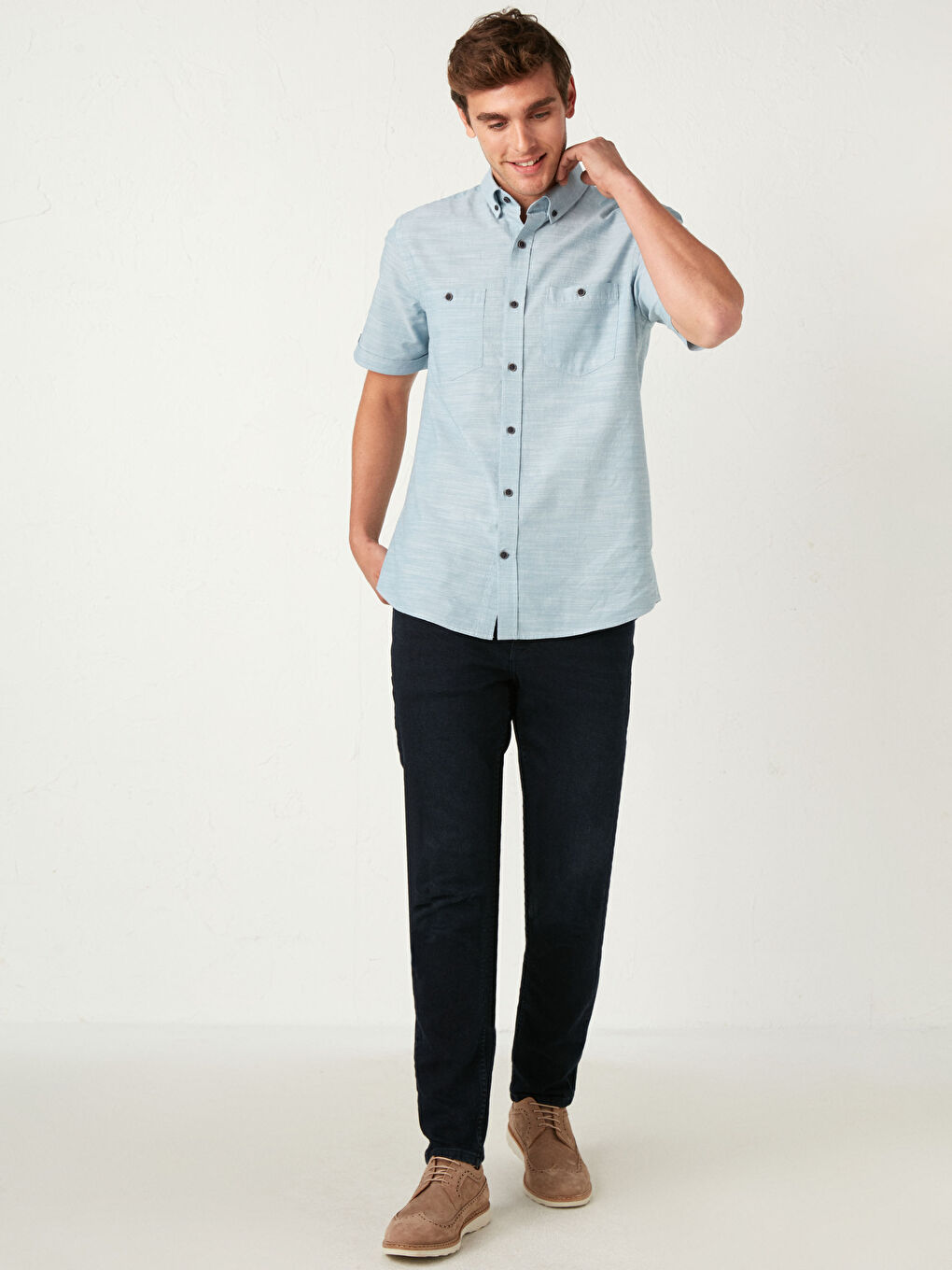 Mavi Regular Fit Kısa Kollu Poplin Gömlek-2