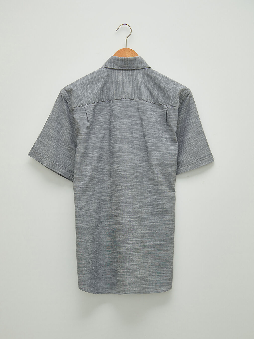 Antrasit Regular Fit Kısa Kollu Poplin Erkek Gömlek-6