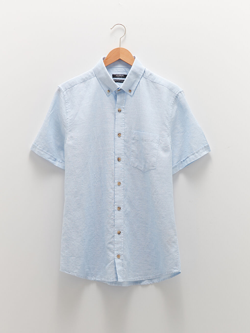 Chemise en Lin à Manches Courtes pour Hommes Coupe Régulière-5