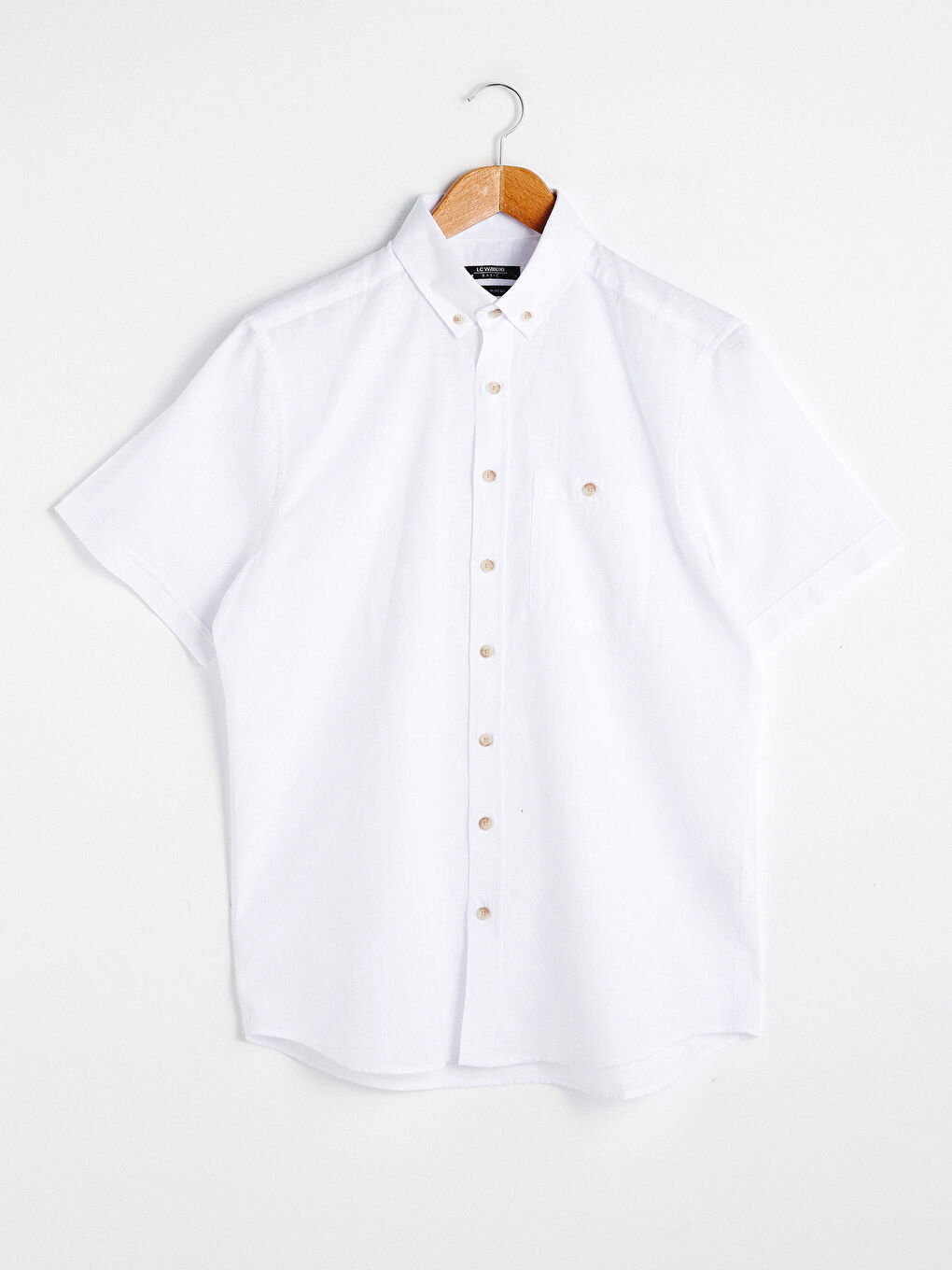 Beyaz Regular Fit Kısa Kollu Erkek Gömlek-5