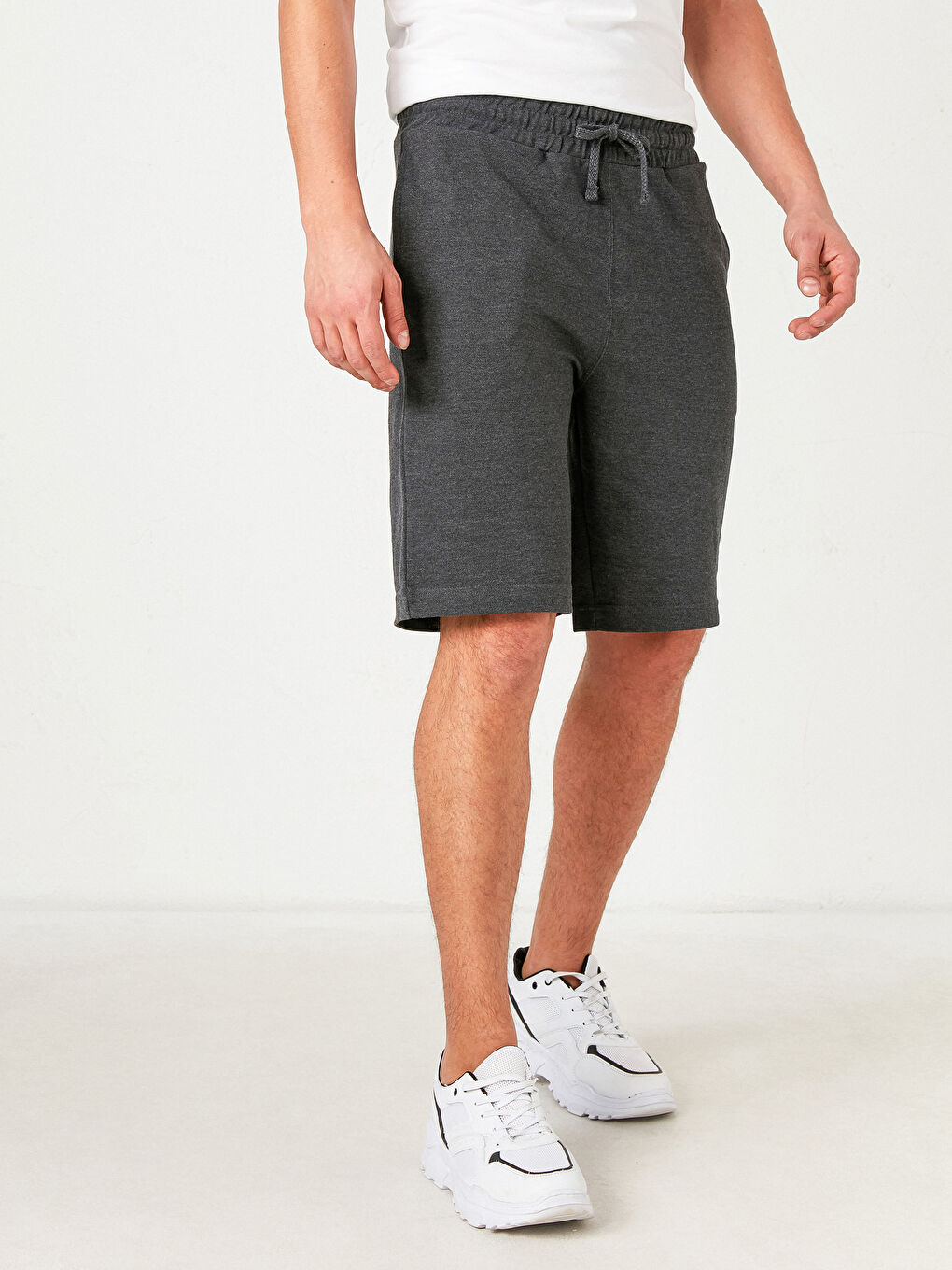 Antrasit Standart Kalıp Pike Şort-2