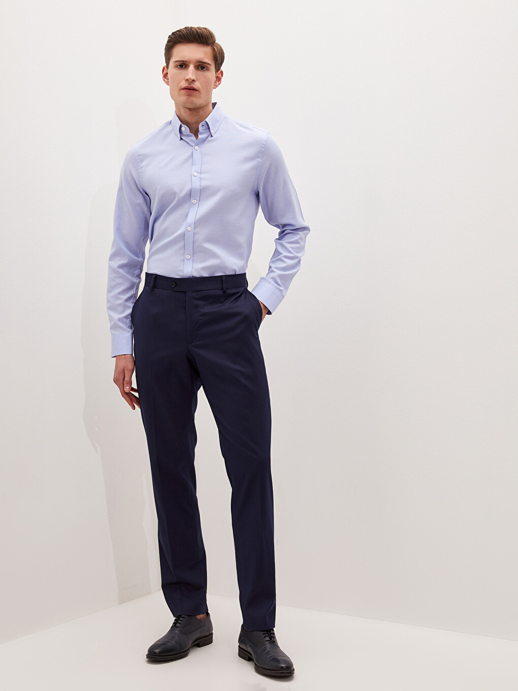 Cămașă Oxford Slim Fit cu Mânecă Lungă pentru Bărbați-2