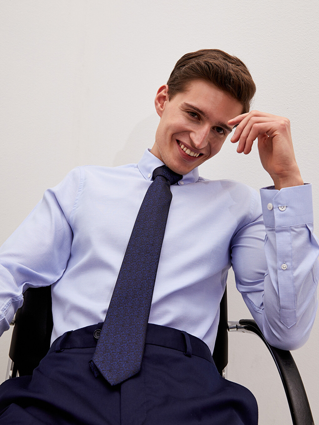 Cămașă Oxford Slim Fit cu Mânecă Lungă pentru Bărbați-5