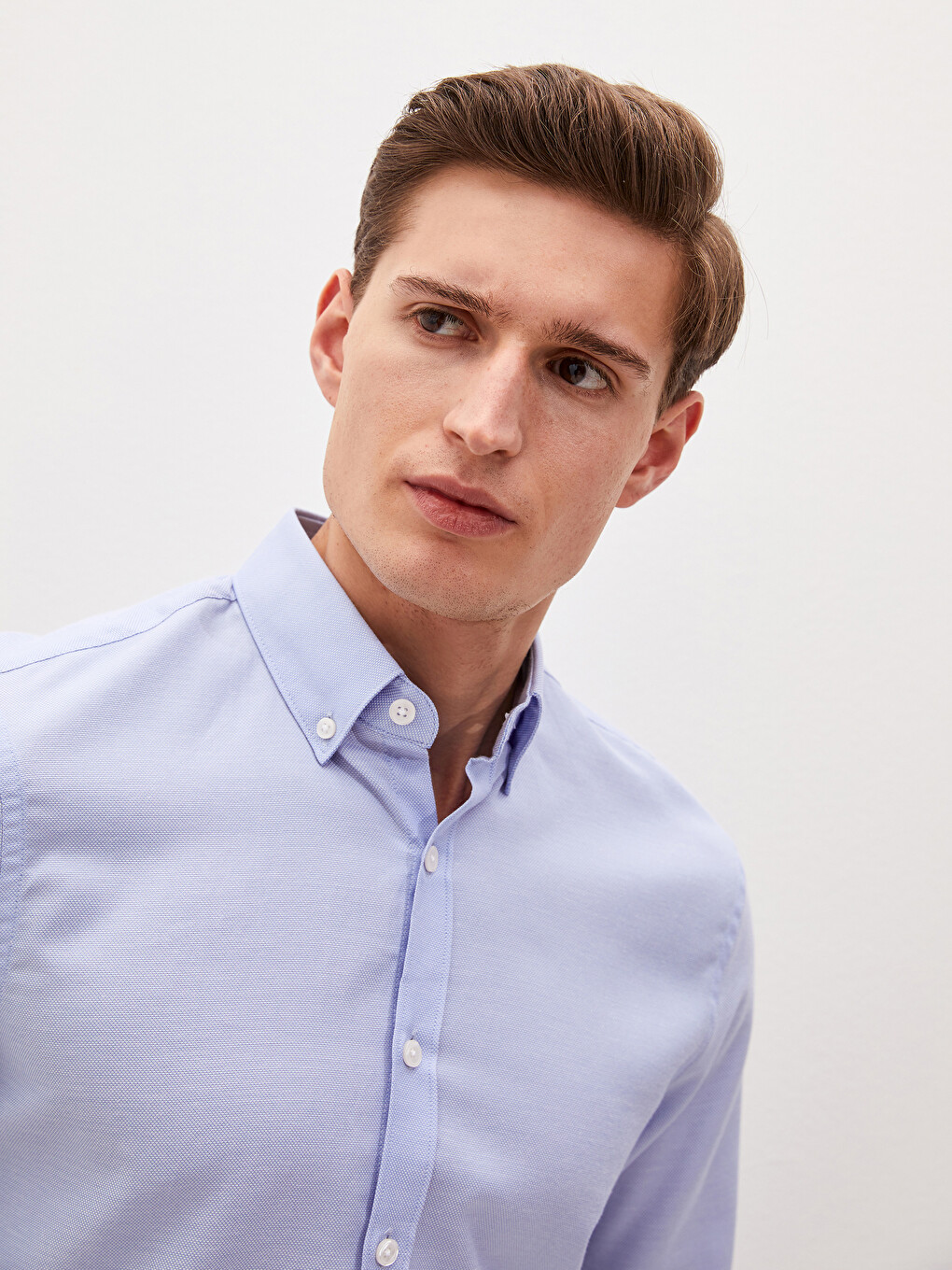 Cămașă Oxford Slim Fit cu Mânecă Lungă pentru Bărbați-1