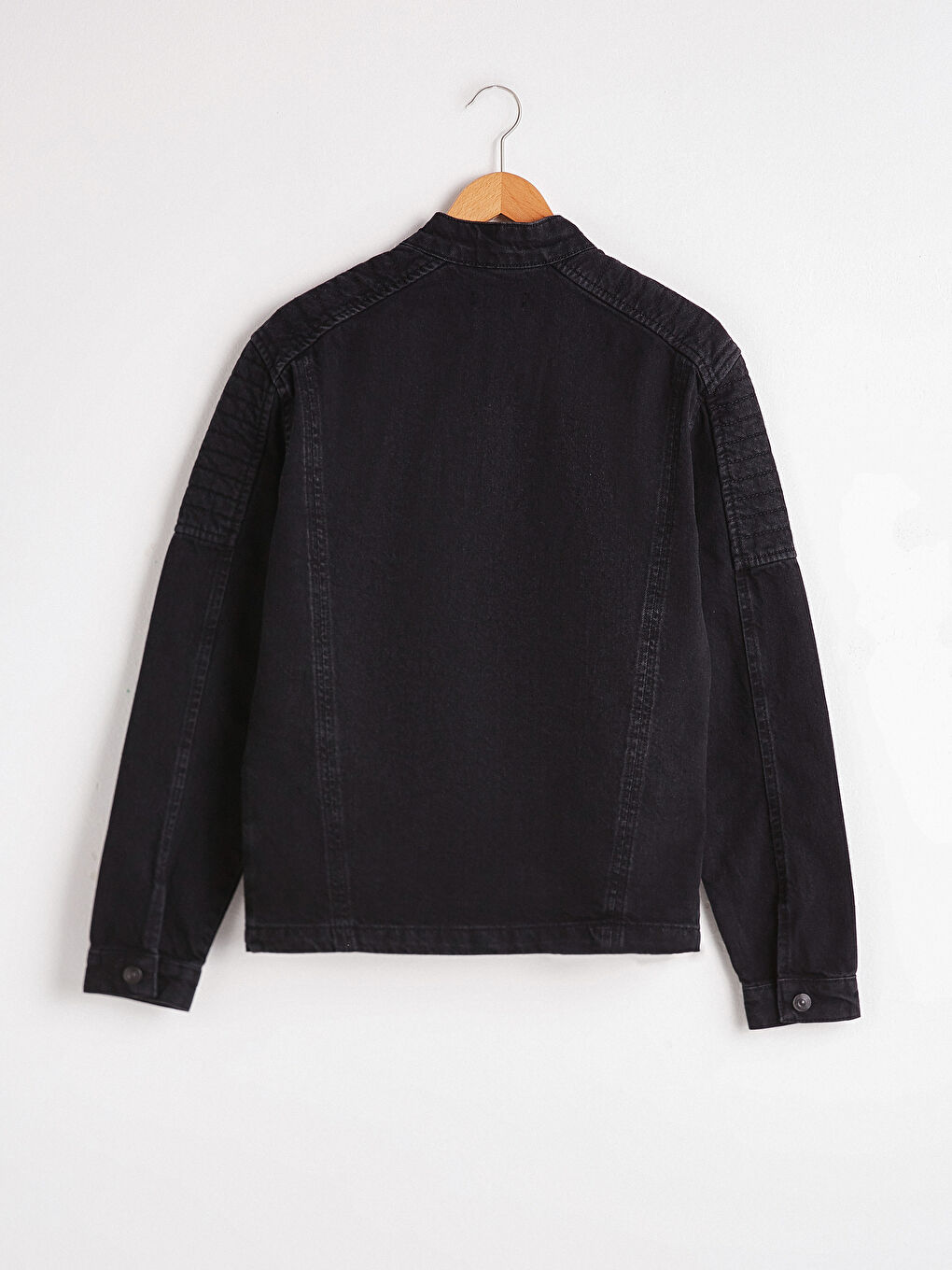 Siyah Standart Kalıp Jean Ceket-6