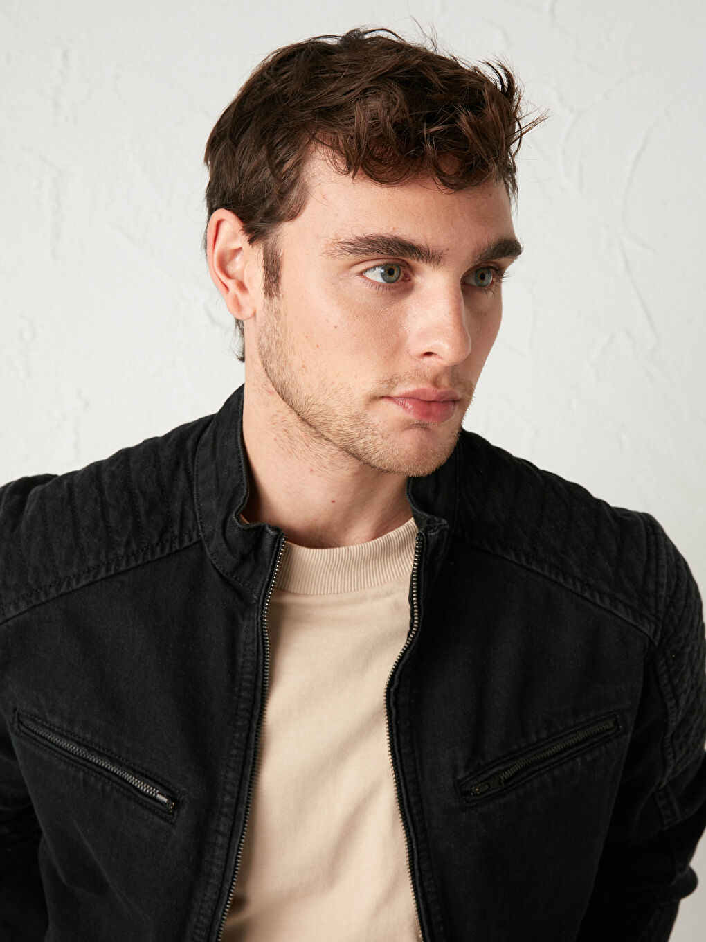 Siyah Standart Kalıp Jean Ceket-3