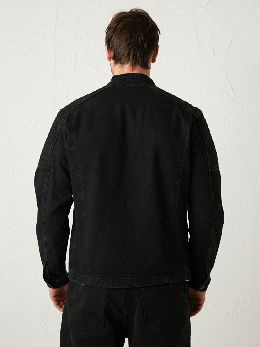 Siyah Standart Kalıp Jean Ceket-4