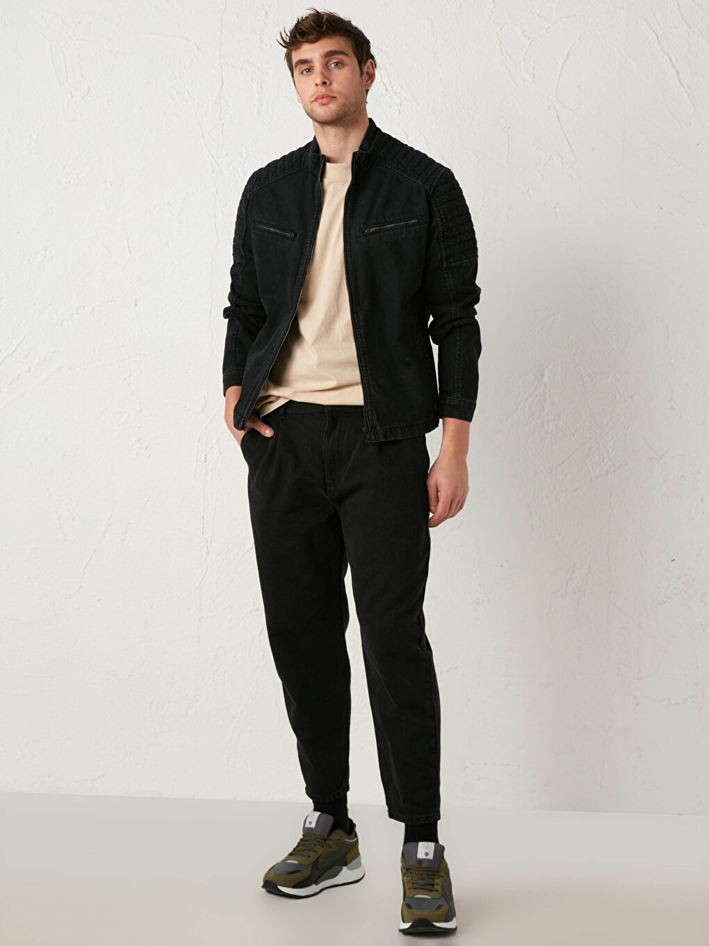 Siyah Standart Kalıp Jean Ceket-1