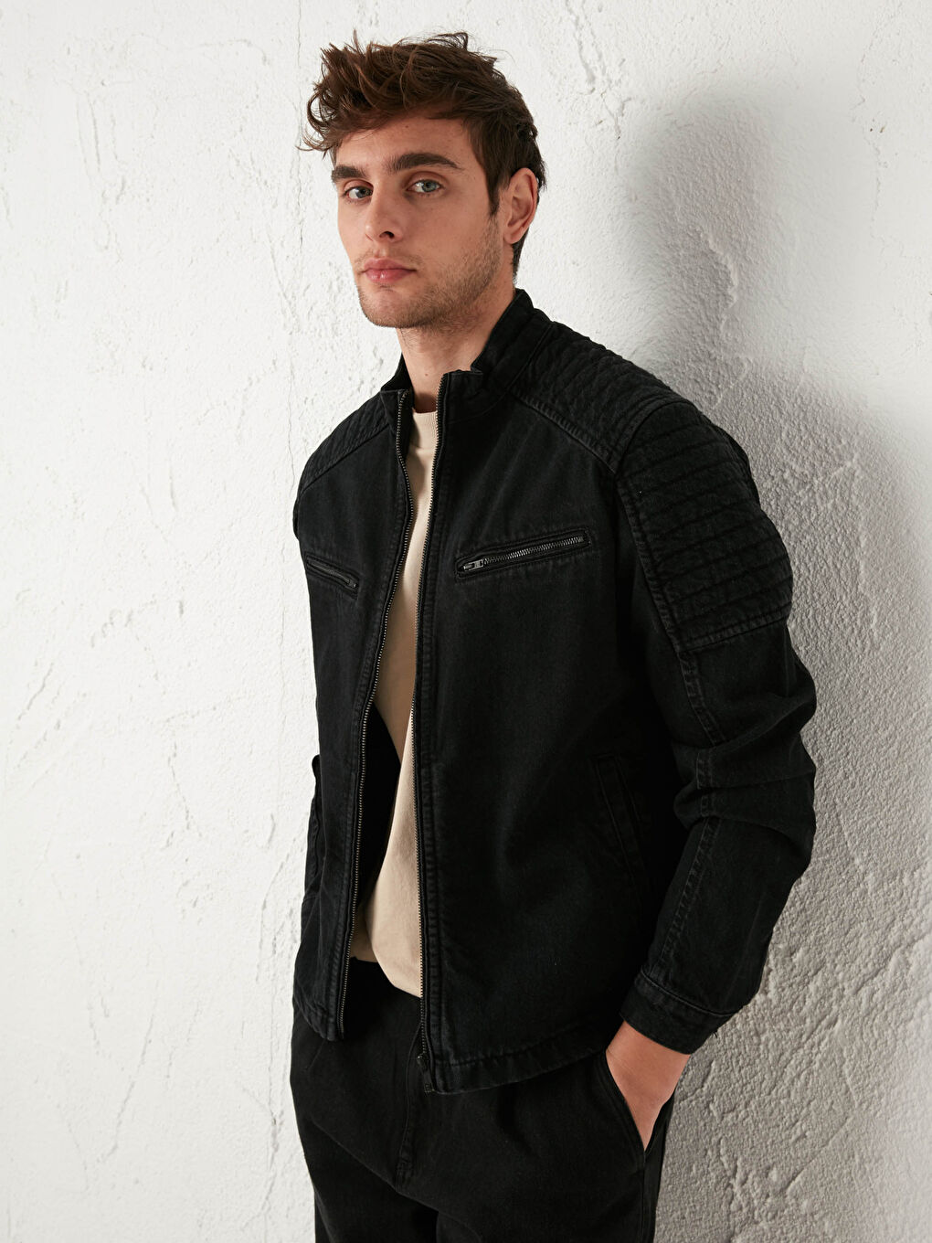 Siyah Standart Kalıp Jean Ceket-2