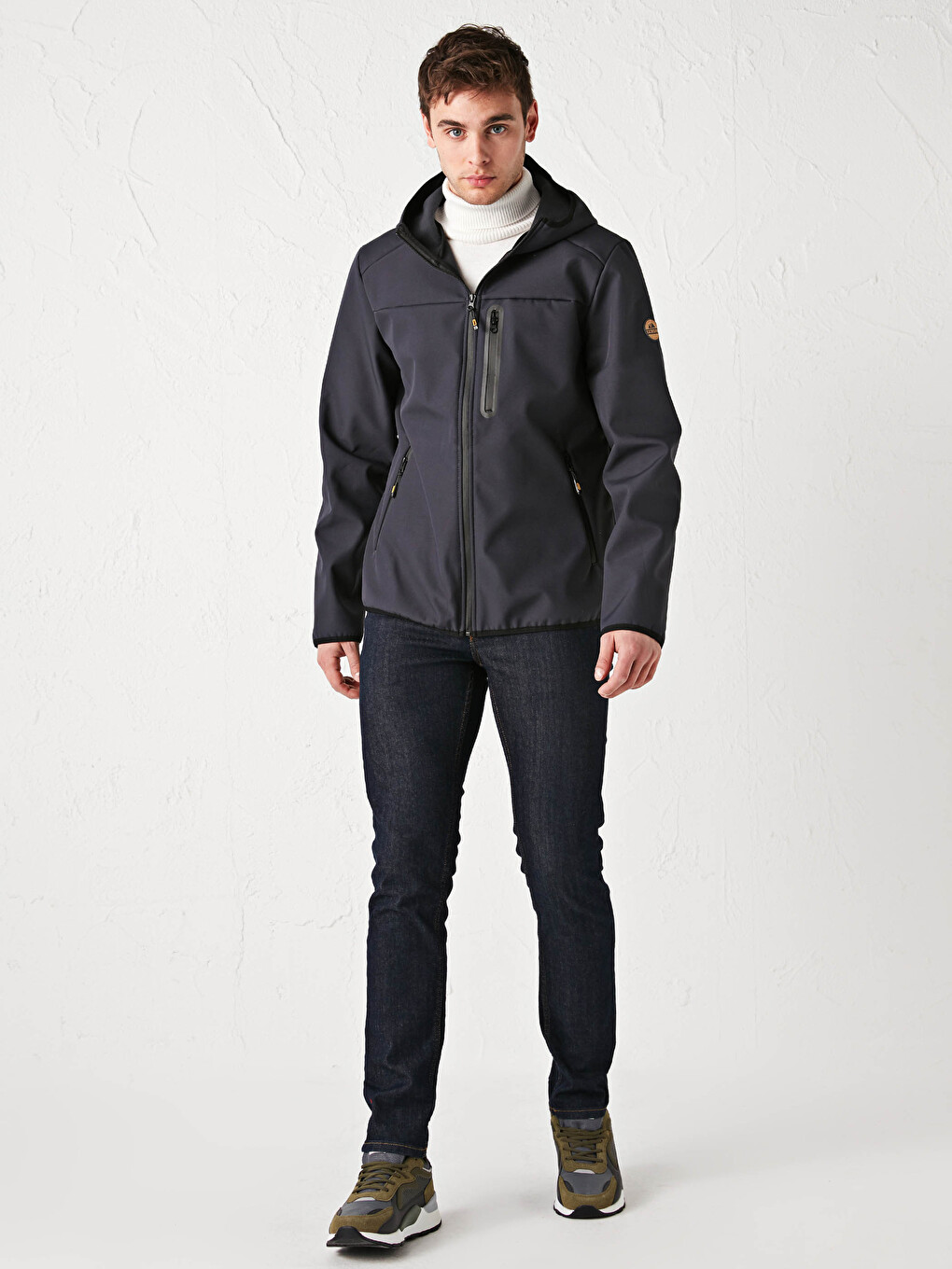 XSIDE ACTIVE Standing Collar Hooded Nature Men's Raincoat