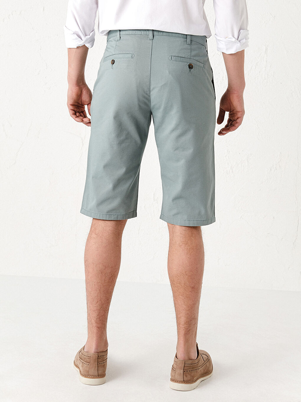 Yeşil Standart Kalıp Gabardin Şort-3