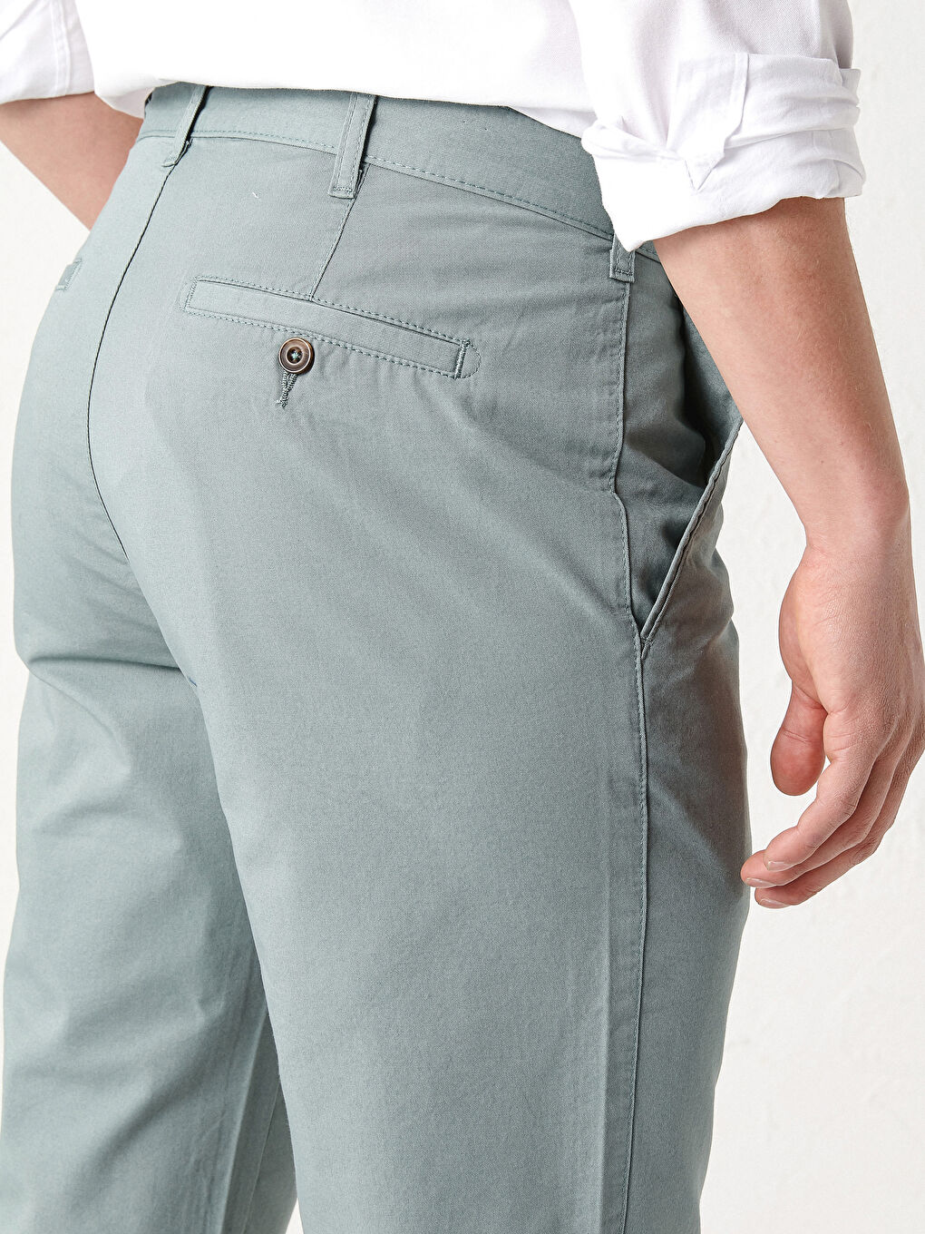 Yeşil Standart Kalıp Gabardin Şort-4